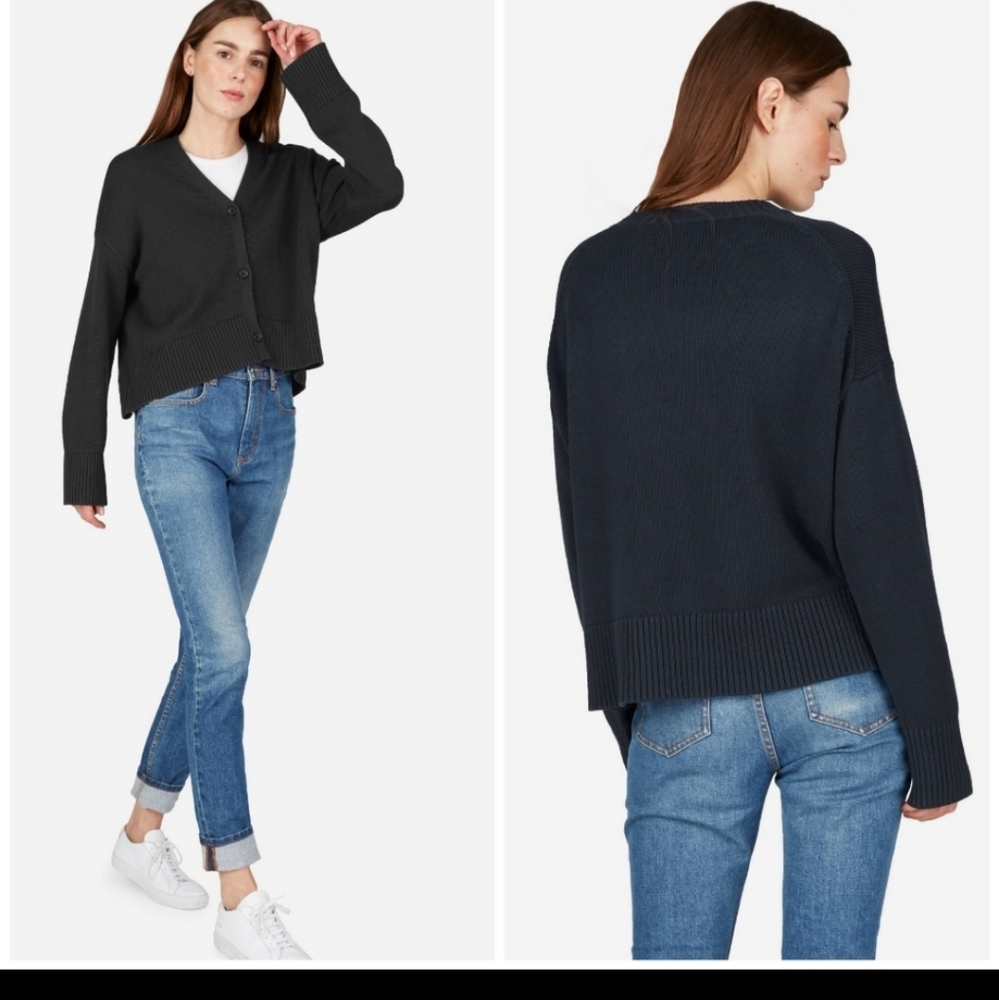Everlane Soft Cotton Square Crop Cardigan